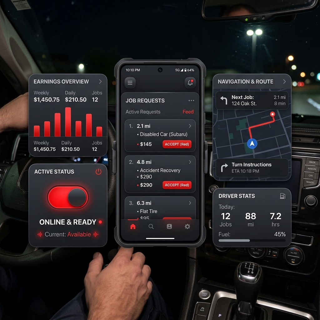TTTOW Driver App Mockup
